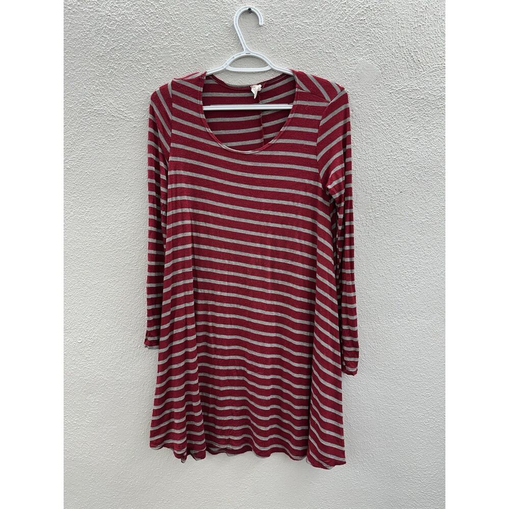 Cacia Womens Dress Size XL Red Gray Striped Long Sleeve Stretchy